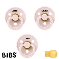 BIBS Colour Sutter med navn str2, 3 Petal, Runde latex, Pakke med 3 sutter